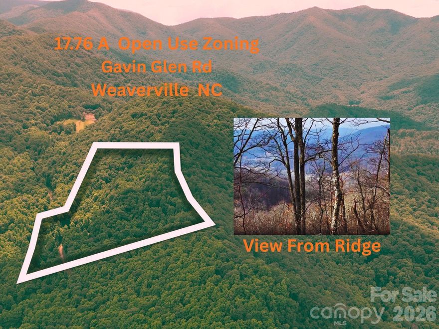 Discover an exceptional opportunity to create your own private Smoky Mountain retreat on this stunning 17 acre property. Perched at approximately 3,600 feet with over 1,100 feet of ridgeline, this land offers a rare combination of privacy, elevation, and convenience—just 10 minutes to charming Weaverville and 20 minutes to vibrant Asheville.

Enjoy a desirable north and west-to-southwest facing orientation, offering the potential for breathtaking, long-range mountain views year-round with selective clearing—perfect for capturing unforgettable sunset vistas in every season.

With open-use zoning, the property provides incredible flexibility for a variety of home types and lifestyles. Multiple potential build sites allow you to choose your ideal setting, and there is the added opportunity to subdivide into up to three parcels, enhancing both usability and investment potential.

A gently sloping, ridgetop homesite already has a recent septic plan approved for a three-bedroom home, making it even easier to bring your vision to life. A current survey is also on file for added peace of mind. 

Whether you’re dreaming of a secluded mountain getaway, a family compound, or a strategic investment, this property delivers the space, views, and freedom to make it happen. Opportunities like this are rare—schedule your showing today.