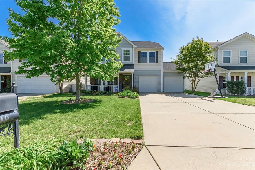 Great two story home with upgrades. LVP flooring throughout the main level. Open floor plan with a well appointed dining room and living room. Kitchen has granite counter tops, tile back splash,  stainless appliances, and work island/breakfast bar. Huge laundry room, and all bedrooms on the upper level with new carpet! Great outdoor space with covered rocking chair front porch, covered back patio. Solar Panels harness the power of the sun making this home more energy efficient!!! Roof 2022, AC 2022. Community offers clubhouse, playground and pool. Fort Mill Schools.
