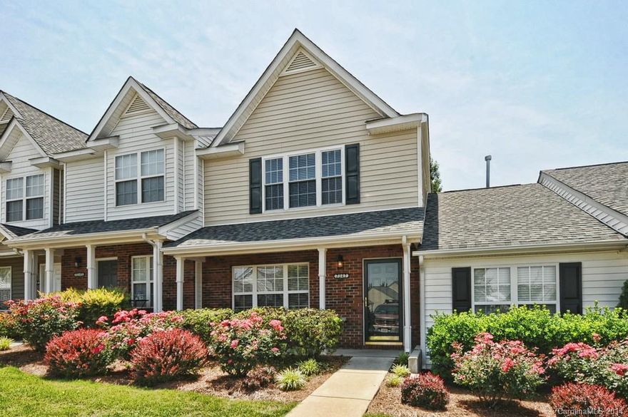 Great townhome that has been freshly painted top to bottom. Laminate wood floors in family/dining room with gas fireplace.  Two master bedrooms upstairs and two master baths.  Both have cathedral ceilings, walk in closets. Cute kitchen with ceramic tile,  refrigerator remains.  Large main level laundry room.  Private deck in back with view of nothing but woods!  Additional attached storage outside. Growing area and minutes to shopping and restaurants. Close to Ballantyne! Potential Short sale.