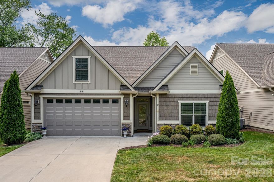 Well-maintained, move-in ready detached townhome with a 2-car garage, perfectly positioned on a quiet street backing to open pasture—offering exceptional privacy and stunning west-facing sunset views. Designed for easy, low-maintenance living, this home is located in a gated community with pool and clubhouse, ideal for lock-and-leave convenience with exterior and yard care included. Inside, you’ll find bright natural light throughout and a highly functional layout. Main level living with 2 bedrooms and 2 full baths, upper level expansion with 2 additional bedrooms, a custom full bath, and a versatile bonus room—perfect for guests, office, or flex space.
Quality finishes include granite countertops in the kitchen and baths, hardwood floors in main living areas, tile in baths, and carpeted bedrooms for comfort. Ideally located between Hendersonville and Asheville, just minutes to shopping, healthcare, and Fletcher Community Park, this home offers the perfect blend of convenience, comfort, and scenic surroundings.