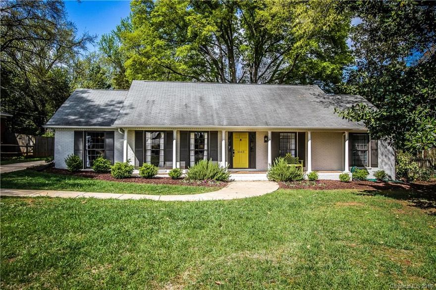 AMAZING location in Providence Park. This adorable ranch will not last long. Great floor plan features a living room, dining room, large kitchen with breakfast area, large pantry with a built-in desk and a lovely den with built-in cabinets/shelving and gas fireplace.  Access the large brick/concrete patio from several doors throughout the house. Three spacious bedrooms are well done, as are the lovely, white bathrooms. Separate laundry room. Backyard is fenced and shaded. Walking distance to church playground and Cotswold food truck event. LOTS going on in this neighborhood.