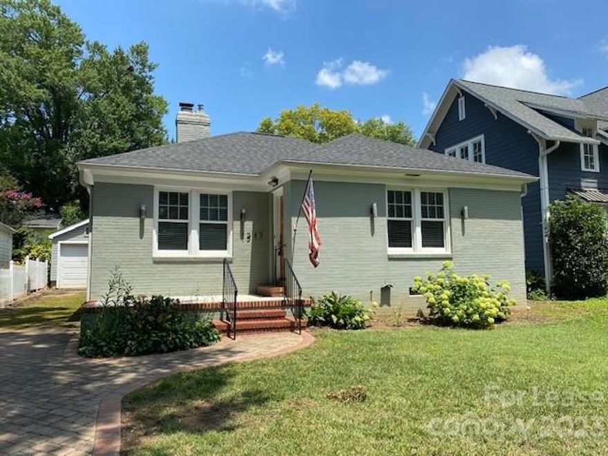 Quiet street in Dilworth near East Blvd. Enter to a living room w/updated kitchen & dining area. 2 BR/1 BA. Hardwood floors. Stove combination gas top burners & electric oven, SS frig, D/W and table top microwave. Gas heat/central air. Rear screen porch w/privacy curtains & hot tub. 1-car garage & fenced rear lot. Rear storage bldg not available for use. W/D hook-ups in basement. Gas or electric dryer connections. Hot tub in good working condition but provided "as is" (will be tenant's responsibility to maintain).
Qualifications: Monthly gross income 3x the rent ($9300+). Good rental history for 18+ mo. Credit score at least 650. 
Pets: Provide pet description, breed, photo, weight before showings are setup. No dangerous breeds allowed.

NOTE: LVP or vinyl flooring to be installed in bathroom. Basement washer/dryer area getting painted/sealed on walls/floors before move in.

Please advise move-in date request before applying or setting up appointment.