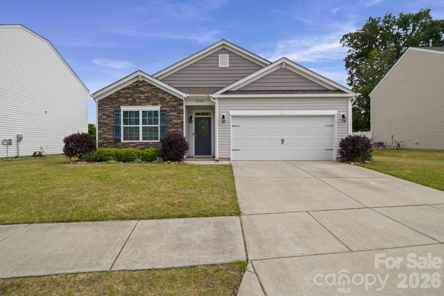Desirable Spacious Ranch-Style Home featuring 4-Bedrooms and2-Full bathrooms. Over 1,700 sq. ft. of living space. Open Floor Plan with 9ft Ceilings and a Kitchen with Granite Countertops, A Subway Tile Backsplash, A Corner Pantry, and Recessed Lighting. The Owner's Suite includes a Large Walk-In Shower.
Additional features include a 2-Car Garage and a Covered Back Porch Overlooking a Spacious Yard. The yard has 2 Dwarf Apple Trees that produce a variety of apples on one tree, Dwarf Peach Tree, Blueberry Bushes and a Strawberry Patch All in the Backyard to enjoy. All Appliances (Stove, Refrigerator, Washer, Dryer and Small Freezer),  Auto Mower to Cut Grass, Automatic Patio Door Opener with Remote Control will Convey.

The Property is conveniently located just minutes from Concord Mills shopping and provides easy access to the interstate.

Please let me know if you would like more information or to schedule a viewing.