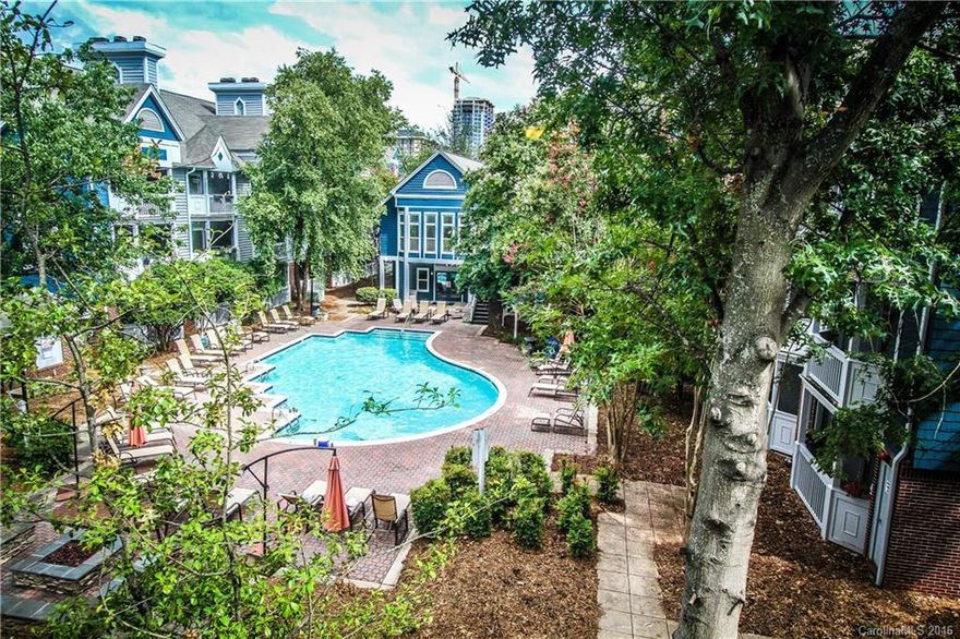 Penthouse level condo with a beautiful view of the pool, open floor plan, fireplace located in the living room next to the bay window, tile flooring in the kitchen, stainless steel appliances, granite counter tops in kitchen. Spacious bedroom with walk in closet. Amenities include salt water pool, clubhouse, fire pits, grills, fitness center.