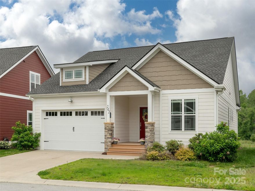 This great home just got better with a price adjustment. Check out this modern cottage before it’s gone. Step into a sun-splashed open floor plan adorned with brand-new flooring, crisp paint, and custom cabinetry throughout. The chef-ready kitchen steals the show with an oversized island, gleaming new appliances, and a generous workspace, built for effortless weeknight prep and lively weekend gatherings. Both baths feature tasteful tile work and quality fixtures that elevate daily routines. Outside, the HOA maintains your lawn, allowing you to spend your free time strolling the community’s scenic walking trail, unwinding in the dog park, or exploring nearby shops and restaurants. House was impacted by hurricane Helene and has been professionally restored by a licensed contractor and permitted.