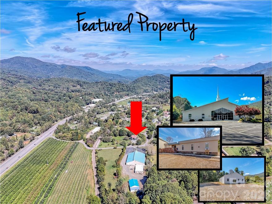 The main building is almost 13,000 sq. ft., and is self-supporting to provide you with options to configure the inside to meet your needs. With wide halls, 4 rest rooms, two large rooms of 3100 and 2100 square feet, and a very large kitchen with storage. The two other buildings on the property are approximately 3,000 sq ft and 2,400 sq ft. and could be used for offices and storage. Sitting on 5 acres with city water, paved parking for 40 with more parking possible, along with excellent access to Highway 19/23, this property is truly a rare find! Make sure to request the walk-through tour of the property along with the 360-degree aerial drone shots.