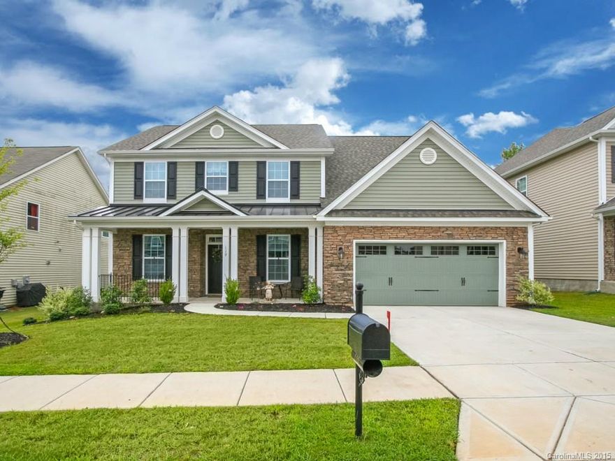 Beautiful 2 Story home, featuring beautiful Owner's Suite on main. Covered porch with additional patio overlooking private back yard. Built in 2014, home is in mint condition! Open floor plan with 2-story family room & gas log fireplace. Office/Study on main level w/french doors. Granite counter tops in kitchen and all baths, gas cook top, & stainless steel appliances. Upstairs 3 bedrooms with a huge bonus room and lots of storage space. Community pool, playground, tennis courts, fitness center.