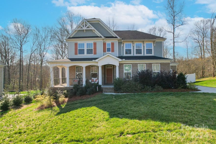 Welcome to your peaceful retreat! This 4-bedroom, 2.5-bathroom 3-car garage gem sits on a spacious 1.01-acre lot -no HOA. Built in 2021, the inviting front porch beckons, while the charming brick exterior sets the tone for a tranquil and inviting ambiance within, fulfilling every homeowner's dream. The kitchen, central to this home, boasts ample counter space, a large island, double ovens, built-in microwave, and a gas cooktop. The open great room, complete with a cozy fireplace, is ideal for both unwinding on relaxed evenings or hosting lively gatherings. The main floor primary suite is your personal haven, complete with large soaking tub, separate shower and large walk-in closet. Laundry room is conveniently located on the main. Upstairs, you'll find 3 more spacious bedrooms, a loft, and a bonus room offering plenty of room to entertain, or hang out. Outside, the fenced yard offers privacy and lovely views of the trees. It's a perfect blend of comfort and style—come see for yourself!