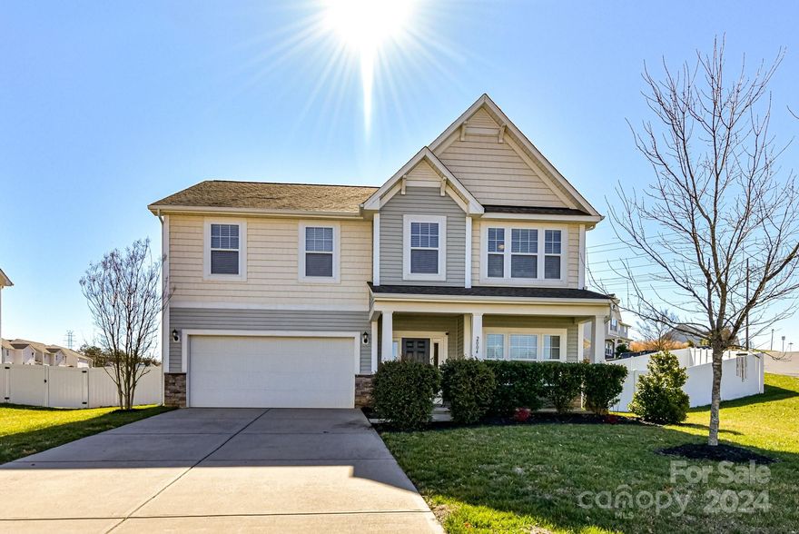 Wonderful opportunity to live in the highly sought after community of Burnside. Walk out the front door and within a short distance, you are at the community pool or the Sugar Creek Greenway. Enjoy the front porch or the custom outdoor fireplace located in the back yard. More features include a screened in rear porch, fenced-in yard, wainscoting in entry, two inch blinds, drop zone at garage, hardwood flooring throughout the first floor, except dining room and flex/office. The upgraded kitchen offers espresso cabinets with granite countertops, tile back splash, stainless steel appliances, Whirlpool stove, built in microwave, Kitchen aide dishwasher (2023), butlers pantry and walk in pantry. The great room has a stone fireplace with white shaker style built-in cabinets and shelving. The oversized primary bedroom offers a deluxe bathroom to include dual sinks, garden tub, separate shower and massive walk in closet. Jack and Jill bathroom between bedrooms w/ dual sinks and tile floors.