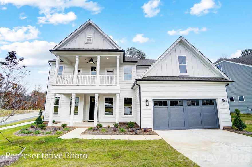 This beautiful, 2-story Charleston plan offers almost 3,800 square feet of living space with 5 bedrooms and 4 full baths. The main floor includes a guest bedroom & full bath with 4-ft shower, a large kitchen with white cabinets and a contrasting gray island, butler pantry with a wine fridge, family room with a Cosmo gas fireplace & shiplap accent wall, a dining room with tray ceiling, and an office with a faux coffered ceiling. The kitchen also features a farmhouse sink, a stainless range hood, and stainless appliances, including a gas cooktop. The second floor includes a large bonus room with two closets, the primary suite with a luxury shower, 3 secondary bedrooms, a hall bath, and a Jack-n-Jill bath. Enjoy the outdoors on the front porch, upper balcony or rear screened porch. Other wonderful upgrades include a foyer with tray ceiling, beadboard drop zone in the mud room, laundry room with cabinets, tankless water heater, and stairs with composite treads & metal balusters. Visit today and find out more!