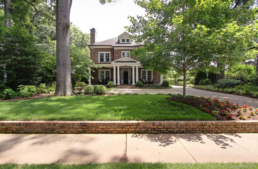 This lovely home is a wonderful example of the traditional Myers Park design, with deep ceiling and base moldings, wide halls, 10 foot ceilings plus front and back lounging porches.  Care has been taken to convey the sense of an updated, renovated older home.  Built in 2006, the home has time-honored design with energy efficient and easy-maintenance materials. Home is in Myers Park Traditional Walk zone. Additional sq ft=guest house above detached garage with 5th bed, bath and small kitchen.