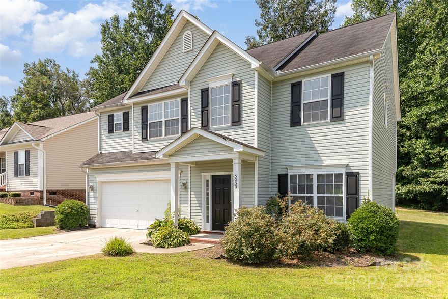 This large move in ready 4-bedroom, 2.5-bath home has a great layout with brand new carpet upstairs and durable LVP flooring throughout the main level. Upstairs you'll find a large primary and secondary bedroom, plus a Jack-and-Jill bathroom connecting the other two bedrooms. The kitchen features granite countertops and a tile backsplash. Out back, enjoy a spacious and private yard that backs up to mature trees—great for relaxing or entertaining. Tucked away on a quiet cul-de-sac street and just minutes from I-85 for a short commute to Charlotte, shopping, restaurants and activities. This home is only 2.3 miles from Lake Fisher boat rentals!!