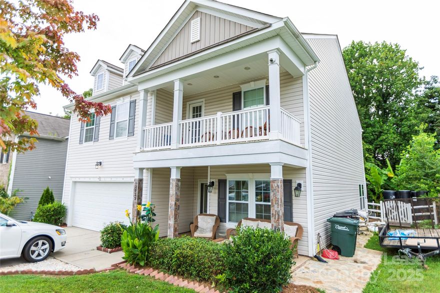 Introducing River Walk Community, Concord’s hidden gem! Nestled along the picturesque banks of the Rocky River, this idyllic neighborhood offers the perfect blend of serene beauty and modern convenience. The community is a haven for outdoor enthusiasts with miles of scenic walking trails that wind through lush greenery with stunning river views. You’ll find many options for shopping and an array of restaurants  including Concord Mills mall all a short drive away. Easy access to major highways. This beautiful home has 5 bedrooms, 3 full bathrooms. There is a bedroom and full bathroom on the main floor. Chefs kitchen with granite countertops, formal dining room. There is a balcony patio off of the bonus room on the second floor. The washer and dryer are located upstairs. The owner’s suite has a tray ceiling walk in closet, double sinks and a soak in garden tub.