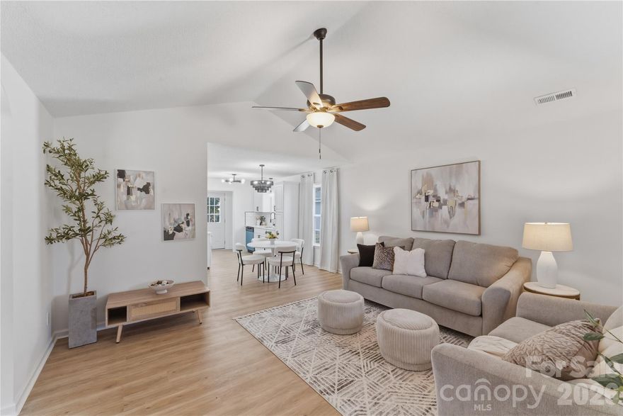 Updated and move-in ready!! This renovated 3BD, 2BA home features modern finishes and an open-concept layout designed for today’s lifestyle. The spacious living room showcases vaulted ceilings and flows seamlessly into a bright white kitchen with new cabinetry, new stainless steel appliances, quartz countertops, and updated lighting.

Durable LVP flooring runs throughout the home, complemented by tiled bathrooms with contemporary finishes. The primary suite includes a walk-in closet and private en-suite bath.

Situated on a level lot with space for outdoor enjoyment, this property also features a new roof and new water heater.

Conveniently located just minutes from downtown Rock Hill, Winthrop University, Fountain Park, and the popular Riverwalk trail system. Enjoy nearby dining, shopping, and quick access to I-77 for an easy commute to Charlotte. *Agent has ownership interest