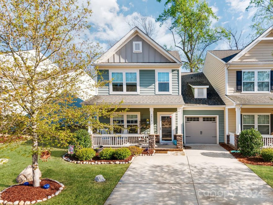 Location, Location... Beautiful upgraded "2017" 3 bedroom, 2 1/2 bathroom END UNIT townhome in sought after Huntley Glen. This home is VERY spacious at 2100+sqft w/ Primary bedroom on the main & a separate office ( could be 4th bedroom ) & a LARGE loft upstairs. The home is nestled in on a private circle overlooking a beautiful treeline backyard. The kitchen offers plenty of cabinets w/granite countertops & HUGE island w/ extra seating & SS appliances. Dining room area off kitchen & good size family room that leads to private back patio. Dues include lawn & exterior maintenance & community pool. GREAT LOCATION... plenty of shopping conveniences mins away & easy commute to Fort Mill, Ballantyne, South Park, Uptown & the airport. Please set up your private showing today! AMENITIES INCLUDE COMMUNITY POOL - New Greenway mins away. *NO RENTAL RESTRICTIONS*