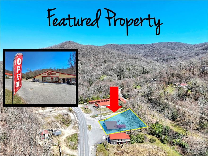 Take a look at this investment opportunity.... Convenience store located less than 1/2 mile from exit off the Blue Ridge Parkway, 6 minutes from Maggie Valley, and 15 minutes from Cherokee. The store is over 2100 square feet with an additional 22' x 12' storage behind. Also, there is square footage on the upper level accessible by stairs behind the store. Consult the attached list of extensive new improvements that include: 3-phase electrical service with stepdown transformer, heat pump with air handler and ductwork, wiring and service panels, lighting and outlets, freezer and cooler equipment including both compressors, condensers, and evaporators/blowers, roof on west side of building, rear storage room, point of sale and security systems, and much more.
