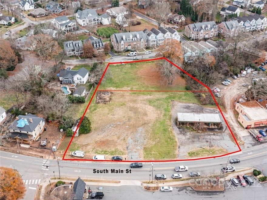 Extraordinary opportunity to have mixed use development on 2.2 acres of prime location South Main St in Davidson. 405 and 419 South Main St. Walking distance to local restaurants, shopping and Davidson College. Wonderful small community atmosphere. The property has 3 parcel numbers: 007-018-06 (Village Infil Plan); 007-018-18A(Village Center) and 007-018-18B (419 S Main St formerly Wildcat Carwash)
