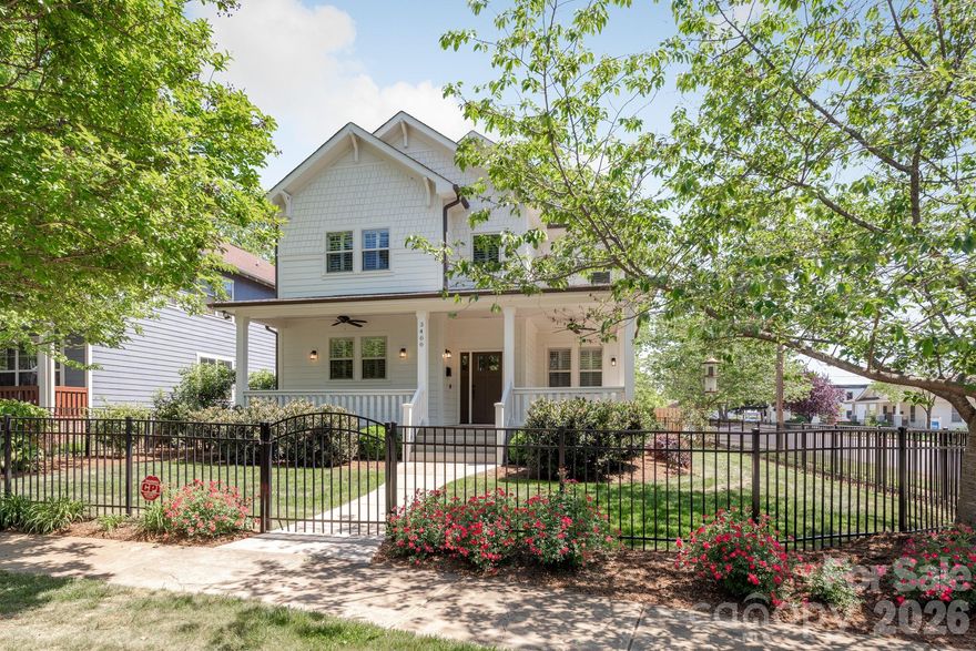 Welcome home to this gorgeous craftsman home situated on a gorgeous corner lot in popular NODA. This two-story home, built in 2012, has a beautiful rocking chair front porch.  Lots of great living space in this 2,774 square foot home with hardwoods on the first and second floors, 3 bedrooms, an office, plantation shutters throughout, and 2 1/2 baths.  New exterior and interior paint. The main level has an office and oversized great room with fireplace, coffered ceiling, and dining area. Exceptional and updated kitchen with an island for entertaining, gas range, and stainless steel appliances.  The second level has three bedrooms, consisting of a primary suite with large bathroom, a walk in closet, laundry room, Jack and Jill full bathroom, and two additional bedrooms.  Enjoy the front porch or the back patio with a pergola and Jasmine in full bloom, outdoor shed and fenced in yard.  Prime location and close to the light rail, North Davidson Park, and all that NODA has to offer.  Also, near Downtown, Villa Heights, and Midwood.   Encapsulated crawl space.