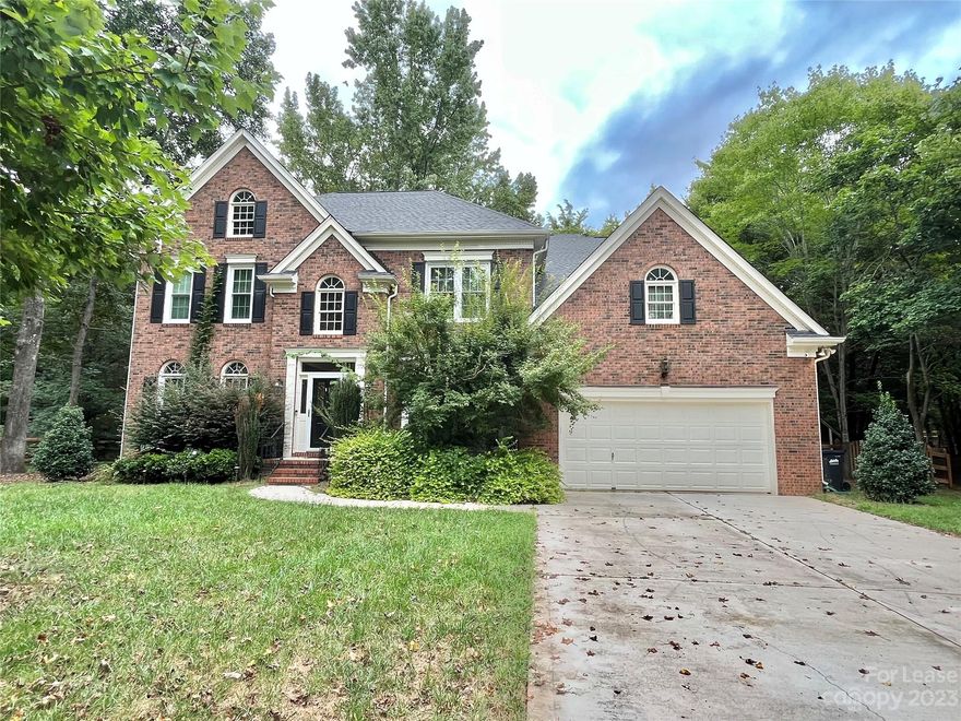 Beautiful, FULL Brick 4 BR/2.5BA home located in the village-d-sac w/huge Bonus room. The bonus room could be 5th BR w/private stair access. Main living feature formal living rm, which is ideal for a home office, formal dining room with access to the wet bar. The gourmet kitchen features solid surface counters w/tile backsplash, chef's island, wall oven, gas cooktop. The breakfast area off the kitchen transitions the space to the large family rm w/gas fireplace. Huge Master Suite w/tray ceiling. Master Bath features dual sink vanity, garden tub, separate shower w/glass enclosure, lrg walk in closet. The secondary bedrooms are spacious w/plenty of closet space. Relax on your back deck overlooking your park-like, fenced back yard. Short walk to the clubhouse from back yard.