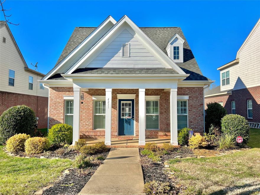 Excellent Condition. Walk to shopping and dining in Mint Hill! Three bedrooms with 2 car garage. This well cared for cottage has new carpet, new paint, and more space and storage than you would expect. You'll love the convenience of the large two car garage. On the first floor you'll love the huge closet and guest bath as you walk into the house from the garage, the large kitchen island with breakfast bar, updated lighting, and plantation shutters. Upstairs you'll find three bedrooms, two baths, and the laundry room. The primary suite includes trey ceiling, walk-in shower, walk-in closet, and soaking tub. Don't miss the bonus space off of the primary bath which could be an office, nursery, reading room, or extra storage. Enjoy quiet evenings on the front porch, the side porch, or strolling around the walkable neighborhood. Don't miss this one!  //Lease terms: 12 month lease. Pets considered. No smoking. 600+ credit. Proof of income 3x rent. Apply online. $50 non-refundable.