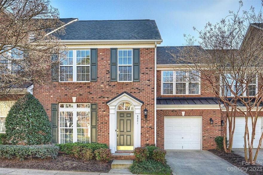 Discover an exquisite 2-story Georgian-style brick townhome, conveniently nestled in South Charlotte. The recently updated kitchen boasts quartzite counters, a new center island with seating, and a sun-filled family room adorned with a vaulted ceiling. A gas fireplace, flanked by built-in bookcases and cabinets, enhances the charm. A versatile room serves as a perfect office or library. Step outside to a beautiful rear brick patio with an awning and a meticulously manicured garden, featuring inviting stepping stones. The spacious primary suite indulges in two walk-in closets and a completely updated master bathroom, showcasing a dual-headed shower. The office, adorned with built-in bookcases and wood flooring, provides an inspiring workspace. The guest bedroom is generously sized, comfortably accommodating a queen bed. This townhome is a haven for the most discerning buyers. Conveniently located to Charlottes best restaurants, shopping and parks.