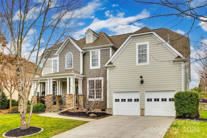 Back on Market due to buyer's financing falling through. Exceptionally maintained home in sought after Lake Shore community on the Tega Cay peninsula. Hard to find cul-de-sac location + sidewalks + right around the corner from the Beach & Swim Center w/pools & lake access. Freshly painted fiber cement exterior + freshly painted interior. Hardwoods throughout main living areas. Large open kitchen offers abundant counter space + gorgeous on trend stained wood cabinets + spacious breakfast area. 2 story great room features gas log fireplace + huge windows = lots of natural light. Formal dining features tray ceiling. Office w/French doors. Primary bedroom on main boasts vaulted ceiling + 2 walk in closets & primary bath w/oversized double sink vanity + walk in shower w/semi-frameless glass + jetted tub. Huge recreation loft area w/adjoining workout room. Upstairs has 3 sizable bedrooms + reading nook + hall bath w/double sink vanity & shower/tub. Laundry room w/cabinets + utility sink.