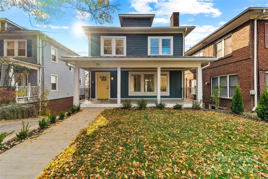 Beautifully modernized 1920s traditional home with open kitchen, open living room, and formal dining. Lovely covered front porch, lots of natural light throughout, and restored hardwood floors. Back deck with long-range mountain views. All systems: plumbing, electrical, heating, and cooling are new. Prime location - walk to downtown Asheville! Convenient to McCormick Field and lots of dining and shopping. Walkable to Biltmore Village and River Arts District! Also convenient to I-40, I-26 and the Blue Ridge Parkway.