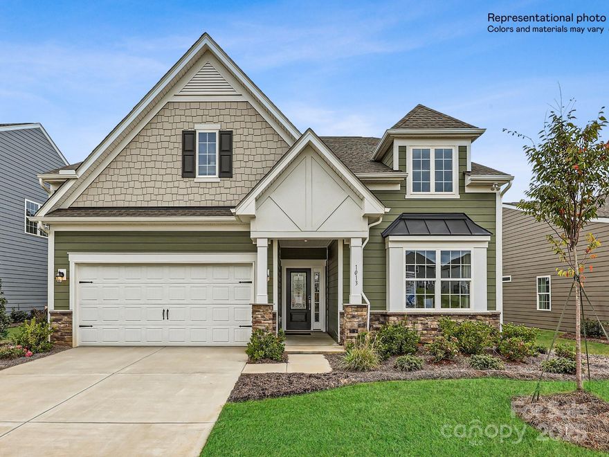 This new two-story Dorchester floorplan combines elegance and comfort. At its heart is a first-floor Great Room flowing into a gourmet kitchen and a breakfast nook with a door to the covered patio. The gourmet kitchen features double ovens and a gas cooktop. This home has extensive vinyl plank flooring on main level of home, a guest suite with a loft and private bath on the 2nd floor. The primary bedroom is on the main floor with a sitting area, dual vanity and large tiled shower with seat in the owner's bath. A formal dining room is ideal for memorable meals and a fireplace is an option. Upstairs adds a bonus room and a fourth bedroom. Plus, our signature Everything's Included program means you will get quartz or granite kitchen countertops, subway tile backsplash, ceramic tile, and luxury vinyl plank flooring at no extra cost!