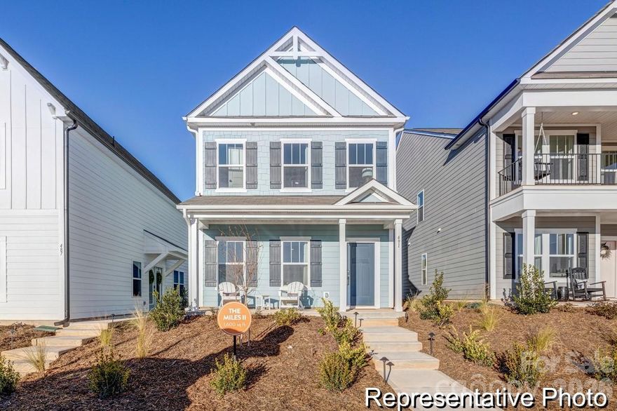 Introducing The Miles II in the sought-after Colvin Park community in Rock Hill. This thoughtfully designed plan offers approximately 1,600 sq. ft. with 3 bedrooms and 2.5 baths, blending efficiency, comfort, and upgraded features. The first floor features a private study, a spacious kitchen with room for personalized enhancements, and a dining area overlooking the great room. A convenient half bath completes the main level. Upstairs, the private primary suite features a large walk-in shower, and generous walk-in closet. Two additional bedrooms, a full bath, and an upstairs laundry closet provide everyday practicality. Home includes rear covered porch with 2-car garage.