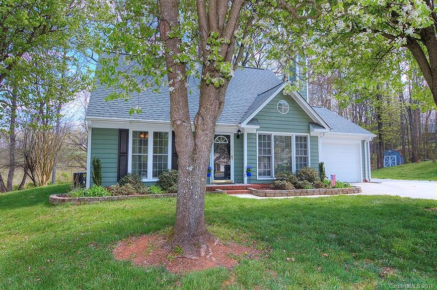 This fabulous home is a perfect starter home or for those downsizing!  Beautifully maintained & tucked back on a quiet cut-de-sac, nestled in the trees, this home is a delight.  Living room has 2-story vaulted ceiling & attractive fireplace creating a warm and comfortable ambiance. First floor master suite has walk-in closet & dual vanities.  Bright kitchen has ceramic tile floor, S/S appliances & overlooks wooded back yard.  The backyard is a private paradise with patio, deck, & mature trees.