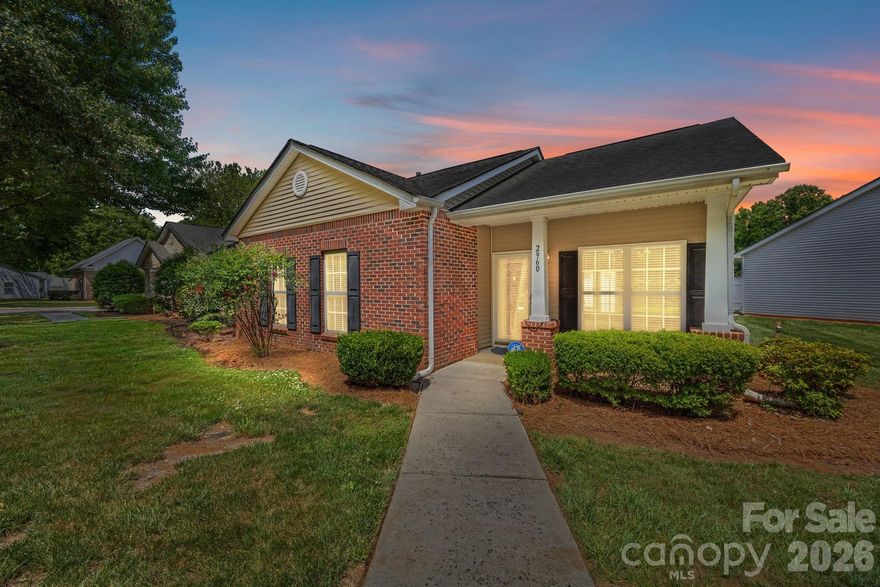 Charming one-level condo offering the ease of patio home living in a convenient North Charlotte location. This move in ready 3 bedroom, 2 bathroom home features a functional open layout designed for comfortable everyday living and easy entertaining. The spacious living area flows seamlessly into the kitchen and dining space, creating a welcoming atmosphere throughout the home. Enjoy low maintenance living along with a private fenced patio perfect for relaxing, outdoor dining, or pets. Ideal for buyers seeking easy one-floor living without exterior upkeep. Conveniently located near I-485, I-85, and major commuter routes with quick access to Uptown Charlotte, Concord Mills, UNCC, and Charlotte Douglas International Airport. A fantastic opportunity to enjoy low maintenance condo living with the feel of a patio home.