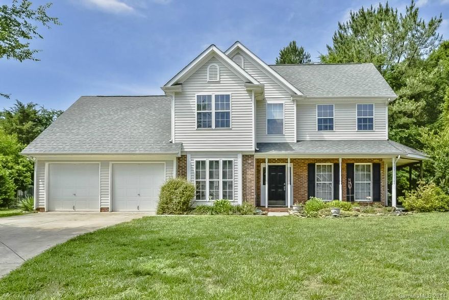 Lovely 2 story home w/ wrap around front porch leading to an outdoor living expanded back porch. Wonderful cul-de-sac location backing up to Emerald Lakes golf course. 1st floor has gorgeous laminate hardwoods. Large expanded kitchen w/ breakfast nook,  granite counters, great room w/ fireplace and formal dining with great crown molding. Up expanded 2nd BR to give you tons of room.  Master suite has walk-in closet & large bath w/sep. shower. Close proximity to 485, walking trails + low taxes!