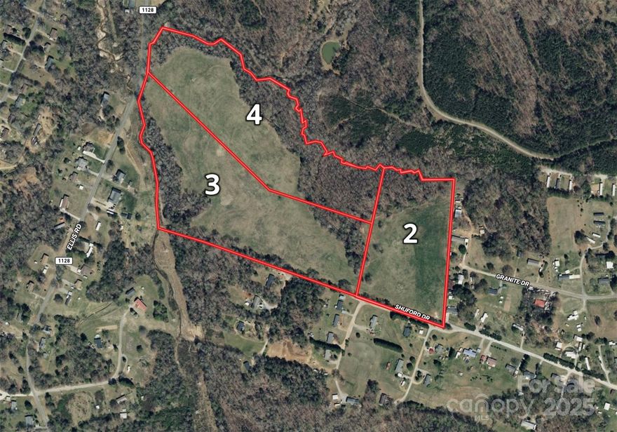 Seller is advertising +/- 17 acres of a larger +/-44 acre tract of land (parcel 5529), labeled as Portion #4 on full parcel map.  Section 4 has a great blend of open pasture and timber.  Sulphur Springs Branch runs along the northern boundary.  There are multiple areas on this property for future home sites.  A 6" water line runs along this parcels side of Ellis Rd.

 Tax value has been prorated.