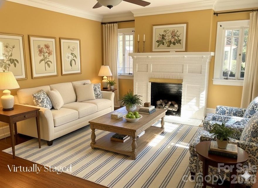 Two Houses, One Price: A charming home paired with a guest cottage in the heart of the Pee Dee Avenue Historic District is a rare real estate offering.

The interior features a gracious sunlight filled living room, a formal dining room perfect for gatherings and a butler’s pantry with custom built banquette seating for quick bites. A dedicated home office makes working from home both comfortable and private. On the main level, an updated hall bathroom showcases tile flooring and a spacious enclosed shower, while the upstairs primary bedroom with en-suite bath feels like a private spa with its tiled shower and elegant slipper tub accented by chrome hardware.

Outdoor living is equally enchanting. Relax on the screened porch or retreat to the backyard oasis, where a tranquil water feature and an outdoor fireplace create the ideal backdrop for evenings under the stars.
Adding remarkable flexibility, a guest house / accessory dwelling unit (ADU) sits at the rear of the property—perfect for guests, studio for creative pursuits, or private work space. The guest house includes efficient mini-split heating and cooling, a compact living area, a dedicated kitchen space with sink and lower cabinetry, and a full bathroom with shower. Upstairs, a loft-style sleeping area is perfect for futons or twin beds offering a unique retreat. (note: no closets in the guest house).

With its historic setting, distinctive details, and rare bonus living space, this cottage presents a truly special opportunity to own a piece of Albemarle history on one of its most beloved streets. Even better, there is no HOA or Architectural Board of Review established for the Pee Dee Avenue Historic District.