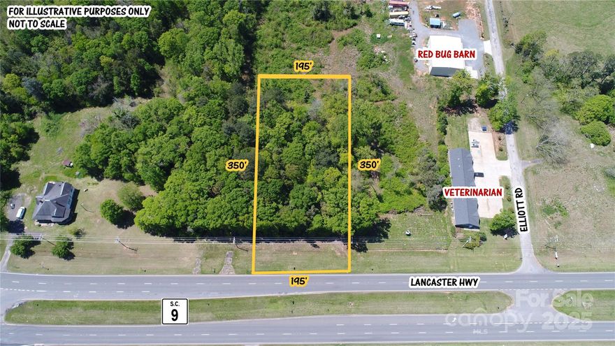 PRIME LOCATION!  ±1.57 acres with ±195' of frontage on 4-lane state highway (SC 9, aka Lancaster Highway) less than 1.5 mile from I-77 (Exit 65) and I-77 (Exit 62) in Chester County.  Extremely rare opportunity to find a parcel size less than 2 acres centered in Chester County's hottest growth area of Richburg.  The property is currently zoned R-2; however, the highest and absolute best use is commercial as this location offers high visibility and business advantage to growth and its ever-increasing school and work commuting traffic.  As of 12/31/2024, 4 planned subdivisions are under construction (1,227 single-family, 200 townhomes, 240 multi-family) within a 4-mile radius from this property.  Multiple new industrial projects and expansions are currently underway.  Lewisville is the preferred school attendance zone of Chester County, and all three Lewisville schools are less than 1 mile from this property.  Once it’s gone, then… it’s gone.  Price is firm.
