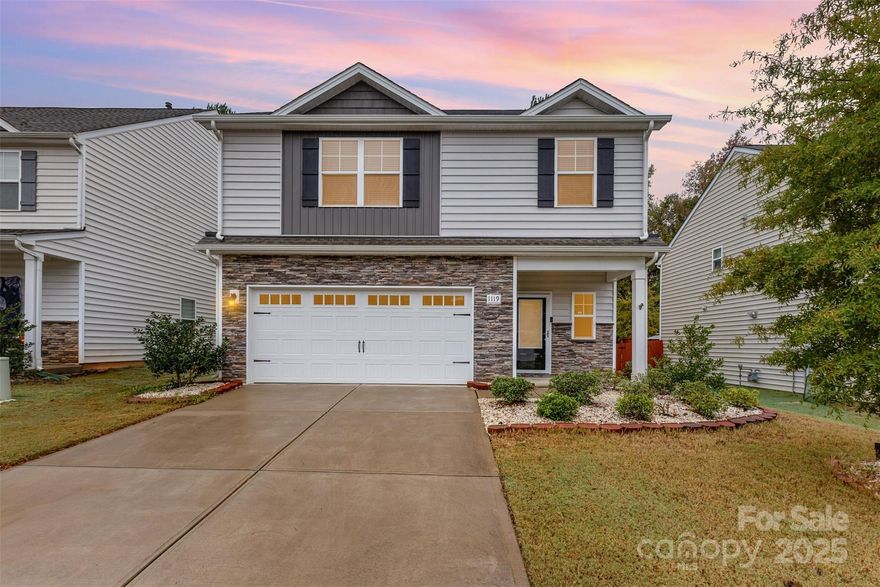 Welcome to this charming 4-bedroom, 2.5-bath home located in the highly sought-after Pecan Ridge neighborhood. The open and inviting floor plan is filled with natural light and features engineered plank flooring, a spacious kitchen with granite countertops, stainless steel energy-efficient Whirlpool appliances, and a gas range/oven—perfect for cooking and entertaining.
Upstairs, the large primary suite offers a vaulted ceiling, spacious walk-in closet, and a beautifully tiled ensuite bath with dual vanities. The secondary bedrooms provide generous space and ample storage, ideal for family, guests, or a home office.
Enjoy all that Fort Mill living has to offer in the top-rated Fort Mill School District, just minutes from shopping, dining, and recreation.