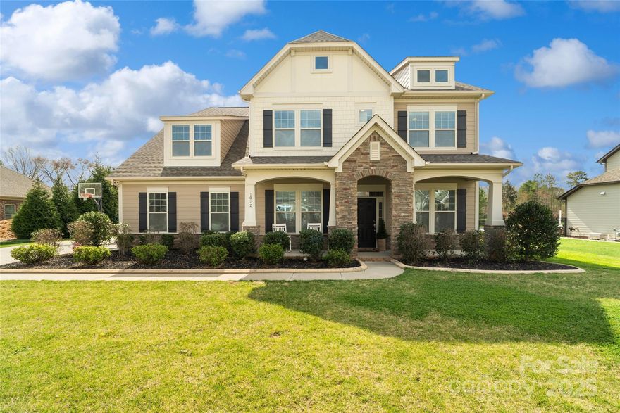 A great find in the Adelaide Estates Subdivision, a Bonterra built community. Located in a Weddington top-rated school district, this the perfect place to call home. Freshly painted and waiting for you to make it your own. 

Enjoy a guest suite with full bath on the main floor, office space with french doors, living area with coffered ceilings + gas fireplace, an open floor plan with eat-in kitchen, gas cooktop, wall oven, and plenty of entertaining space. 4 bedrooms, 3 full bathrooms, and large additional bonus room upstairs with 3700+ sqft overall. 

This beautiful home sits on an oversized .58 acre lot with a pergola, offering plenty of space to enjoy the outdoors.  The space feels grand with ten-foot ceilings on the first floor, nine-foot ceilings on the second floor and over 600 square feet of garage space in the three-car attached garages.