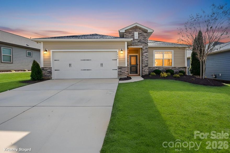Well maintained, open concept multi use Affirm floor plan features an amazing kitchen with abundant storage and counter space, refrigerator, gas range and huge island complete with solid surface counter tops. Adjacent dining area for large gatherings flows thru the sliding wall of glass to the covered screened Lanai that has an extended paver patio for added entertaining options. Great room is highlighted with a gas log fireplace. Optional extended laundry room offers amazing storage, desk work area, additional counter space and a utility sink. Grand primary bedroom and en-suite bath with dual sink vanity, tiled shower and walk in closet. Added bonus: office/den flex room with privacy doors offers imaginative use of the space for your creative endeavors. Additional guest bedroom with central bath. Blinds throughout. 2 car garage offers excellent storage for all those mementos you just can't part with. Trilogy is a 5-Star Active Resort Community: Club House/in and outdoor Swimming Pools/Tennis/Pickle Ball/Restaurant & Bar/Freedom Boat Club/Nature Trails/Fitness Center/Art Studio. Your resort style dream home is waiting for you today!