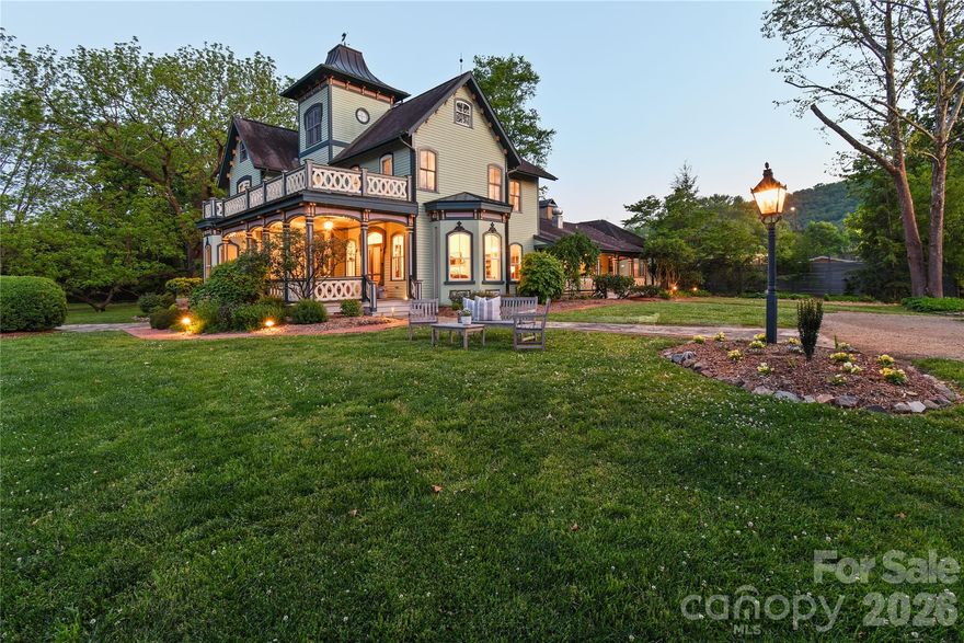 The Magnolia House is a renowned, historic mountain estate, tucked away in privacy on 3 acres of beautifully curated gardens amidst majestic, old growth trees & breathtaking mountain views.  Previously managed as a B&B for 24 years & revived in 2021 as a destination wedding venue, event space & luxury vacation rental and would be an amazing private residence. The property is a private gated sanctuary situated in the heart of Hot Springs and safely above any flooding risk. Offered fully furnished, the vintage modern Manor features 7BR’s, 6BA’s, 2 half BA, a commercial kitchen, multiple outdoor porches & pavilion. The quaint town of Hot Springs, known for its natural healing mineral waters at the Hot Springs Spa, the main street being the Appalachian Trail, offers restaurants, brewery/taqueria, wood fired pizza, Deli, galleries, mtn. outfitters, library, hiking, rafting, flyfishing & National Forest! A beautiful and magical place to live! (Adjoining the Magnolia House, the Garden House may also be purchased with its magical cottage garden, 3BR’s/2BA's, spacious kitchen, living & dining rooms + outdoor hot tub.)