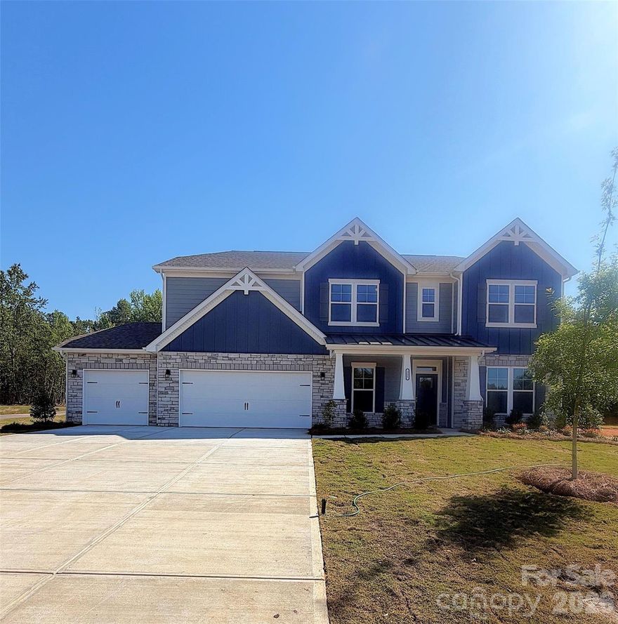 Welcome to The Albright located in the new community of Amber Glen in Locust! From the exterior, you'll notice the garage has been extended to include a carriage garage, perfect for an extra workspace or for guests to have a secure place to park. Walking in from the front covered porch you are greeted with a warm and inviting foyer. Just off the foyer is a private study with glass paned French doors. Continuing on, you'll find a main level guest suite with its own private bathroom to allow plenty of privacy for guests. The home will open up into your family room, kitchen and breakfast area. The spacious family room has an electric linear fireplace that is color changing to fit any mood or occasion. The kitchen is fit for a chef, featuring stainless steel appliances, a gas cooktop with an overhead exhaust hood, wall oven and kitchen island. You'll notice throughout the main areas  of this level has been finished with easily maintainable EVP flooring to make cleaning a breeze. Through the atrium door you'll find an extended covered porch, perfect for entertaining or enjoying a morning coffee. Upstairs you'll be greeted with a spacious loft for an extra area to entertain. There are three additional bedrooms, all with walk-in closets and one with its own private bathroom. The shared secondary bedroom is conveniently located for easy access and has a dual vanity and seperated toilet and showering area to allow everyone privacy and comfort. The laundry room has been completed with overhead cabinets that elevates the space and provides maximum storage and organization. Walking into the Owner's suite you will instantly feel like royalty. Featuring a tray ceiling, LED lighting and plenty of space for furniture, you may find it difficult to get up in the mornings. The large walk-in closet is sure to accomodate any size wardrobe. Finally, the en-suite will feel like walking into a spa, with a dual vanity, tiled shower and private toilet area, everyone will have plenty of space and privacy to get ready in the mornings. Welcome to your new home!