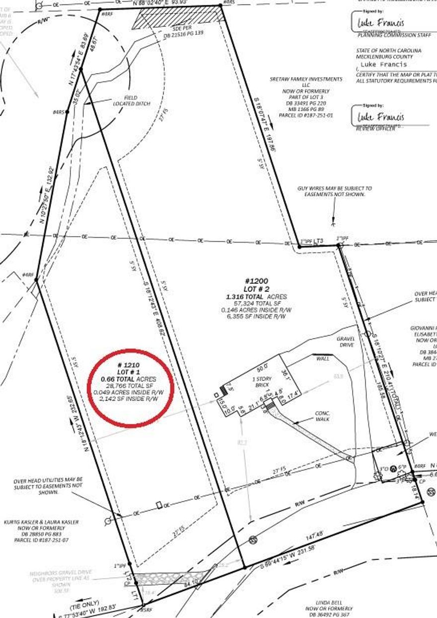 Ideally located near top amenities, schools, and within close proximity to the New Providence Square Redevelopment, this is a rare opportunity in one of Charlotte’s most desirable locations. This listing is for the single lot only(PID 18725165), as shown on attached approved plat. A second, larger double lot(1200 BLUEBERRY LN; PID 18725105) is also available for purchase separately.  This adjacent lot has the potential to be subdivided into two more lots.

A tenant-occupied home currently exists on the parent tract. No showings of the existing structure. Do not disturb tenant. Property access is by appointment only and must be scheduled in advance with the listing agent.

Buyer to verify subdivision status, zoning, utilities, setbacks, encroachments, easements, and development feasibility.