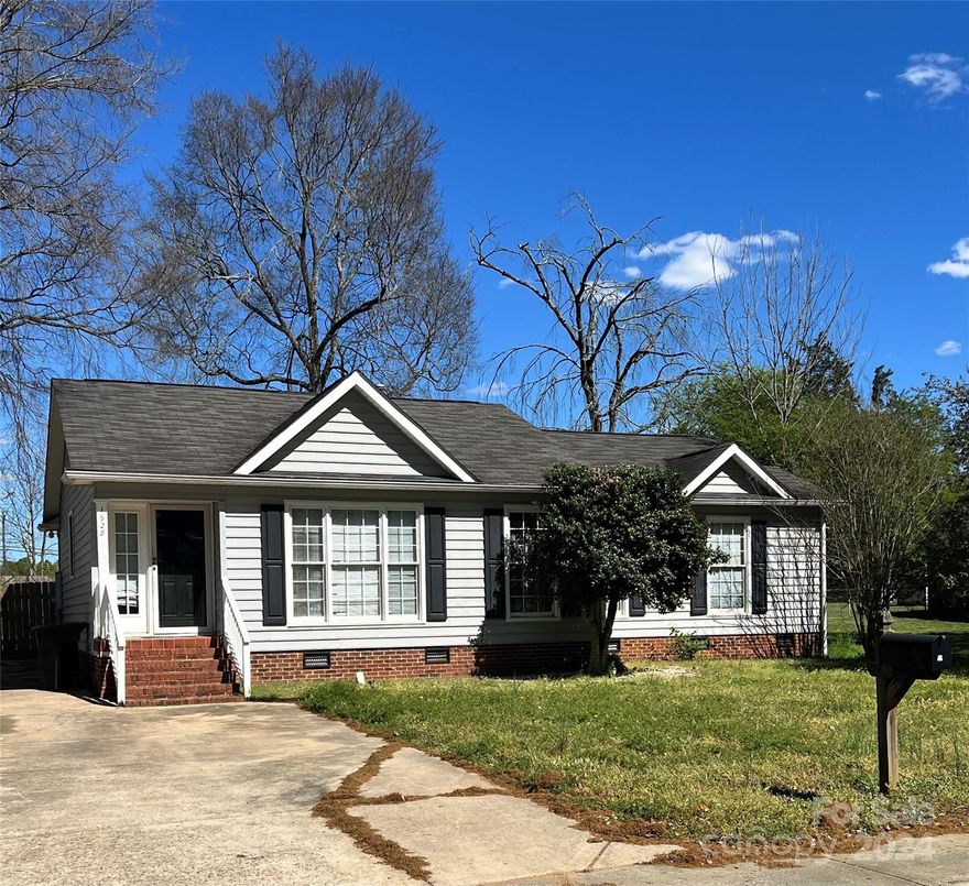 Charming 3 bedroom/ 2 bath ranch with tons of storage, fenced backyard, 1 car detached garage with power and AC unit. Conveniently located close to shopping and restaurants and close to Charlotte. All appliances to stay!