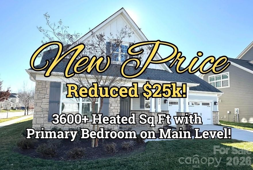 Reduced $25k! Fall in love with elevated living in this move-in-ready home, where a welcoming covered front porch invites you to slow down and feel at home. Offering over 3,600 heated square feet, every space has been thoughtfully designed for both comfort and connection. The open-concept layout centers around a stunning, upgraded kitchen - complete with a generous prep island, crisp white cabinetry, granite countertops, and premium stainless steel appliances including a gas cooktop and wall mount oven and microwave - perfect for everything from quiet mornings to lively gatherings. The living room’s gas fireplace, beautifully framed by custom built-in bookcases, creates a warm and inviting place to unwind. Just beyond, the sunlit breakfast nook flows effortlessly to a covered porch overlooking the expansive backyard, ideal for sipping coffee, hosting friends, or enjoying peaceful evenings outdoors. The main level offers a serene primary suite, a private office with custom built-ins for work or creativity, along with a well-appointed laundry room and convenient drop zone off the 2 car garage. 

Upstairs, a second primary suite with private full bathroom provides exceptional flexibility for guests or multigenerational living, alongside two additional bedrooms, a full bath, and a versatile loft ready to become a media space or personal retreat. Just around the corner from the home, enjoy year-round access to Davidson East’s exceptional amenities, including a clubhouse, outdoor pool with separate kiddie pool, playground, and picnic area - creating endless opportunities for fun, connection, and community. This is more than a house; it’s a place to build memories. Contact us today to schedule your private showing.