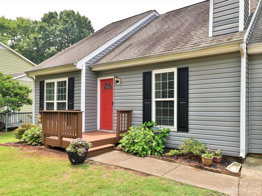 Charming home in the quiet Park Ridge neighborhood. Primary on the main with open floor plan and laminate floors. Flat fenced backyard with deck. The back deck was recently restained and the boards were replaced in 2020. The front deck was replaced in 2023. All new vinyl siding in 2022. HVAC has been well maintained and the ductwork was replaced in 2022. Upstairs boasts a bonus loft with closet and two spacious bedrooms with closets and walk-in attic storage. Spacious kitchen with stainless steel appliances. One car garage with ample storage. Convenient to shopping, restaurants, hospital, and I485. No HOA. Close to McMullen Creek and McAlpine Creek Greenways.