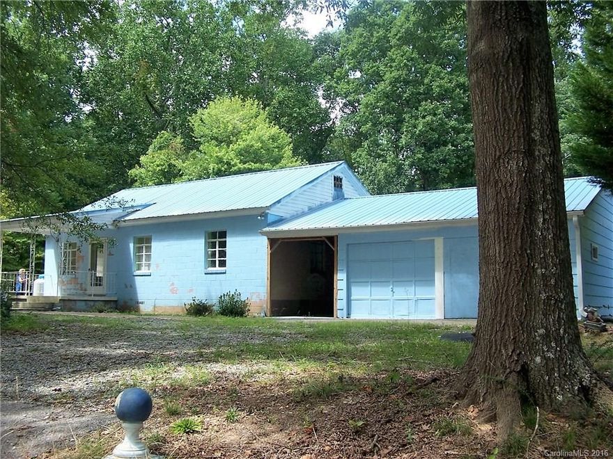 Quiet county living on 1 acre in this 2 bed/1 bath home. Close to Hwy 85. Kings Mountain close enough to walk thru the park everyday. May add a room in attic, flooring already there with steps. Detached large 2 car garage with breezeway in between. Nice patio to entertain. Never replace your roof again with this newer metal roof. Great investment property and calls already coming in to rent.  Home sold "AS IS".