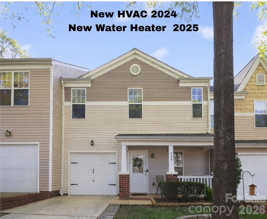 Move-In Ready 2BR Townhome w/ dual en-Suites & big-ticket updates done  ~ offering comfort, convenience, and low-maintenance living just minutes from Uptown Charlotte! 
Ideally located less than 10 miles to Uptown and approximately 8 miles to Charlotte Douglas International Airport, this home also provides easy access to I-485, I-77, and I-85—making commuting a breeze. 
The main level features an open layout with a spacious family room that flows seamlessly into the dining area—perfect for everyday living and entertaining. The kitchen is both stylish and functional, featuring crisp white upper cabinetry paired with rich, darker lower cabinets for a modern two-tone look, complemented by a classic tile backsplash. Ample counter space makes meal prep easy, while the efficient layout keeps everything within reach. Stainless steel appliances, including a smooth-top range and built-in microwave, complete the space, making it ideal for both daily living and hosting. Just off the dining area, enjoy direct access to the rear patio—an ideal spot for morning coffee, grilling, or relaxing outdoors. 
Upstairs, you’ll find two generously sized bedrooms, each offering the comfort and privacy of its own en-suite bathroom—perfect for roommates, guests, or flexible living arrangements. 
This home also features durable flooring on the main level, a neutral color palette ready for your personal touch, and a private outdoor patio that extends your living space outdoors with ease. Major system updates provide added peace of mind, including a new HVAC system (furnace and A/C) and water heater installed in 2024. The low-maintenance exterior further enhances the home’s overall appeal.
Whether you’re a first-time buyer, downsizing, or looking for an investment opportunity, this townhome checks all the boxes with its prime location, functional layout, and recent upgrades.
Don’t miss your chance to own a move-in ready home in a highly convenient Charlotte location!