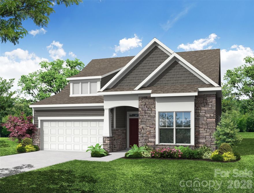 Welcome to Heritage, 55+ community close to shopping, dining and other conveniences. This 1.5-story Wescott plan has 4 bedrooms, 3 full baths, and more than 2,600 square feet of living space. The designer kitchen has white cabinets, quartz counters & tile backsplash. Matching base cabinets, counters, and backsplash extend into the breakfast area to create a buffet, which is perfect for entertaining. The kitchen also has a stainless range hood and stainless appliances, including a gas cooktop. The primary bedroom has a tray ceiling, and the primary bathroom has a tiled, luxury shower with a semi-frameless door and bench seat. The main floor also includes a formal dining room with tray ceiling, two additional bedrooms, a full bath, laundry room with cabinets, and a mud room with a built-in, beadboard drop zone. The upper floor has a loft, bedroom, and full bath. Outdoor spaces include the rear covered porch and paver patio with firepit and seating wall. Community amenities include outdoor pool and clubhouse, nature trails, fitness center and pickleball courts. Year-round lawn maintenance included!