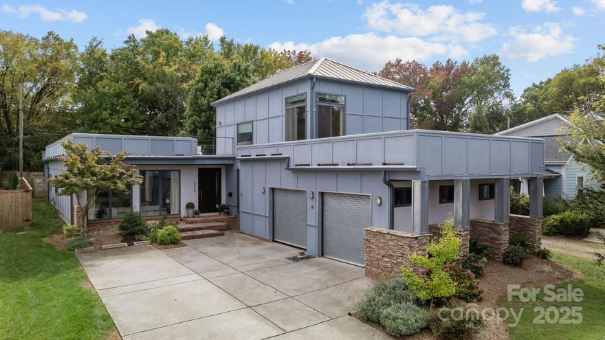 Situated in the heart of NODA, this modern home is full surprises, unique features and an entertainers dream! The open kitchen has a six burner Thermador cooktop, concrete countertops, Dacor vent and hood and a large island perfect for prepping and serving. There is also a large walk-in pantry. The bright and airy sunken living room has floor to ceiling windows, gas fireplace and 10' ceilings. Primary located on main- ensuite bathroom with walk-in shower, separate soaking tub and dual vanities. Do not miss the entrance off of the Primary to the new 547 sq ft addition featuring a golf simulator complete with turf and a full bathroom. Makes for great flex space, office & guest area! Upstairs you will find 2 bedrooms with jack and jill bathroom, hardwood floors and additional walk-in storage plus access to the ROOFTOP TERRACE. A perfect space for entertaining and al fresco dining. NO HOA. Less than .5mi to restaurants, shops, Neighborhood theater, etc. and close to light rail, this home is must see! 

Custom shades and curtains to convey. Home was designed by Charlotte Architect Curtis Sloop. Fireplace is sold as-is, no known issues. The recent addition is 545.5 sq ft, the projector, projection screen and turf to convey, the Trackman Golf Simulator attachment will not convey (can share information of how/where to purchase as there are many options available) or can discuss as an additional item to purchase from seller. Fresh paint, upstairs HVAC, refrigerator & dishwasher replaced 2024 and tankless water heater 2025.