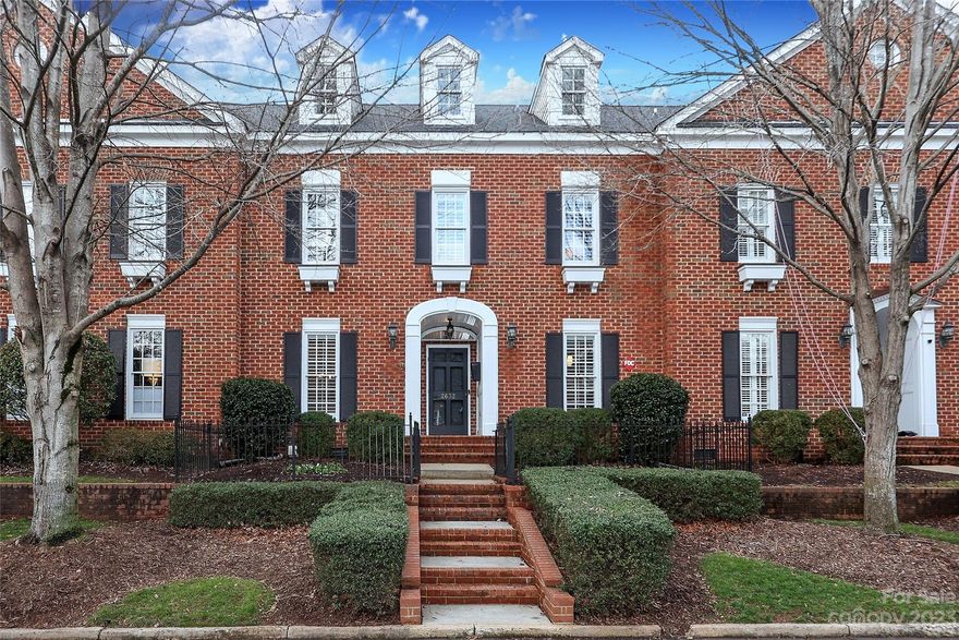 Beautiful townhome in the heart of Myers Park. The Greenway leading to Park Road Shopping Center and Freedom Park is just steps away and the short walk to Selwyn shops & restaurants makes this location superb! Park your vehicle and enjoy all that Myers Park has to offer. Upon entering you are greeted with high ceilings, site finished hardwood floors, custom moldings, a spacious dining room, great room w/ gas fireplace, built-ins and access to the rear courtyard, renovated kitchen with bar and additional breakfast room. The Owners Suite on the second level is a gracious retreat with added sitting area, large closet, ensuite bathroom with dual sinks, soaking tub, walk-in shower and water closet. Additional bedroom/bathroom and laundry room are on this level. The third floor offers a flex space with a full bathroom and walk-in closet. This is an awesome family room or exercise/office space and can easily be a 3rd bedroom. New Roof, HVAC 3 & 4 years new, new Rinnai, hardwoods throughout.
