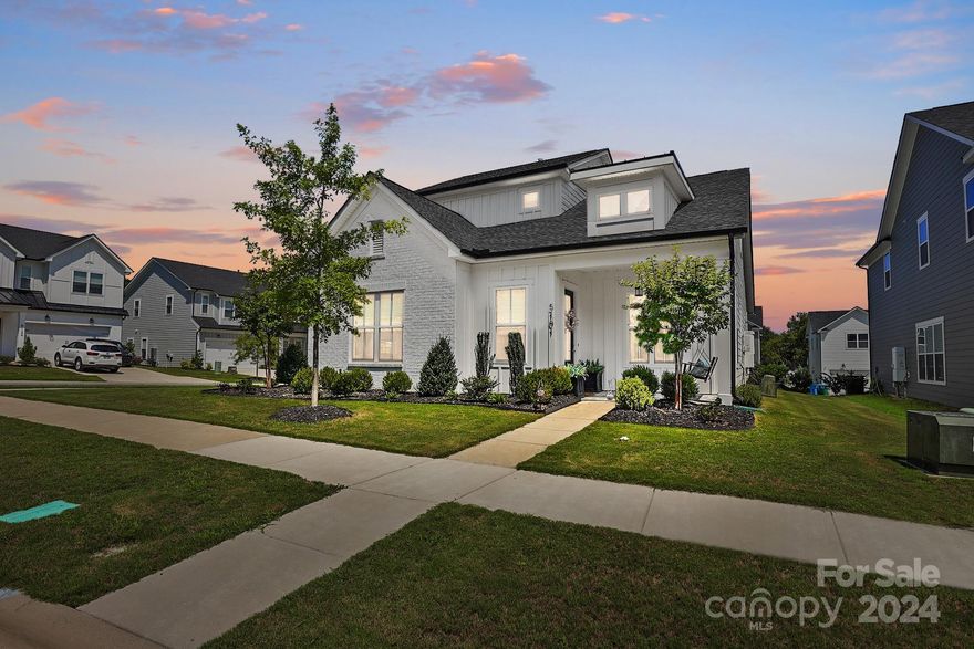 This previous model home continues to wow with the attention to detail and care. The lovely white Hardie board exterior with black accents beckons a look inside. Entering under a covered front porch into the foyer, you are greeted with an open floor plan that flows from the living area into the gourmet kitchen with island. The kitchen also boasts a banquette dining area. The primary bedroom is on the main level with en suite and large closet with built ins for easy access and storage. There is a bedroom and full bath on the main level as well. Upstairs is a nice retreat that includes two bedrooms, a full bath, and flex space. A new pergola graces the backyard with market lights and curtains. This home has a back entry garage.
This home is within close proximity to Irvins Creek Greenway.